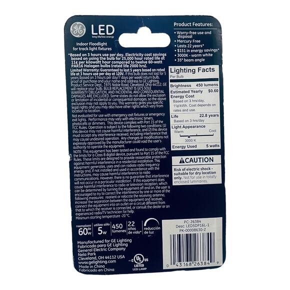 NEW GE LED Dimmable Indoor Floodlight Bulb 60w 5w PAR16 450 Lumen Warm White NIP - Picture 3 of 5